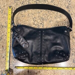 Michael Kors Women's Astor Large Pouchette Black Studded Leather bag